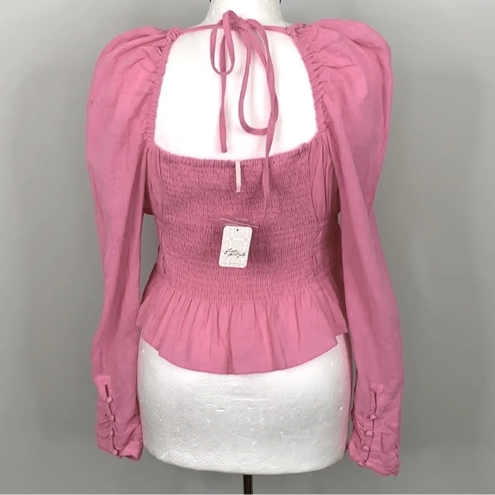 FREE PEOPLE Chloe Top in Aurora Pink Sz Sm ~ needs light repair